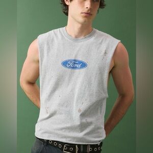 Urban Outfitters Ford muscle Gray T-Shirt with Blue Logo large